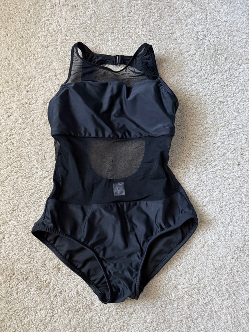 VENUS Black Mesh Panel One-Piece Swimsuit Size 8